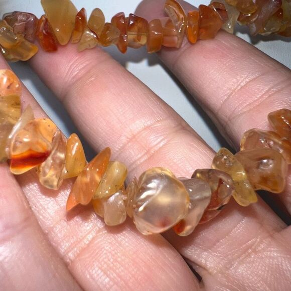 Chunky Orange Agate Boho Beaded Necklace - Picture 5 of 6